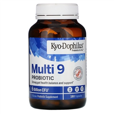 Kyolic, Kyo-Dophilus, Multi 9, пробиотик, 6 миллиардов КОЕ, 180 капсул