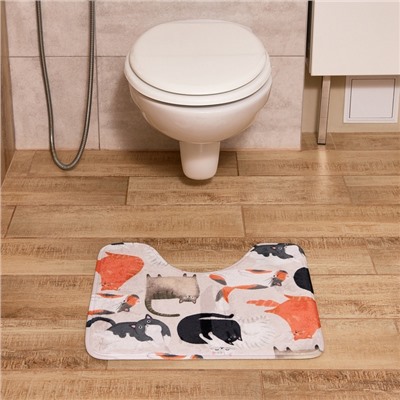 Коврик для ванной Этель «Котики», 50×40 см, велюр