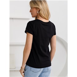 Нарядная футболка с принтом из премиального хлопка с эластаном