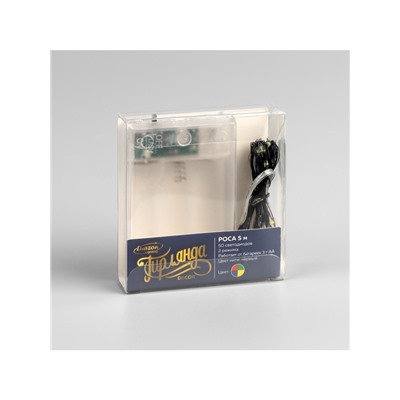 Гирлянда «Нить» 5 м роса, IP20, чёрная нить, 50 LED, 2 режима, батарейки AAх3 (не в комплекте), свечение мульти