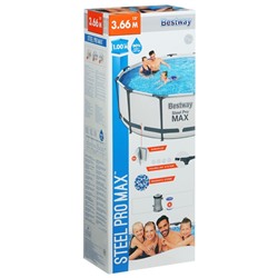 Бассейн каркасный Bestway Steel Pro MAX 56260, 366×100 см, фильтр-насос, круглый