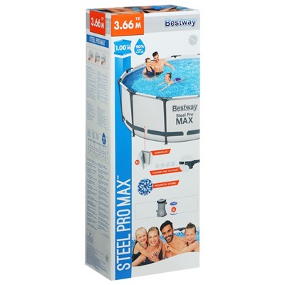 Бассейн каркасный Bestway Steel Pro MAX 56260, 366×100 см, фильтр-насос, круглый