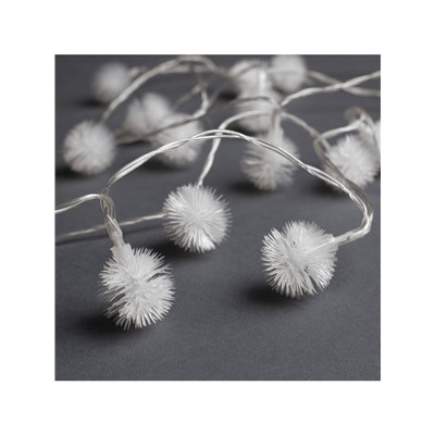 Гирлянда «Нить» 3 м с насадками «Ёжики», IP20, прозрачная нить, 20 LED, батарейки AAх3 (нет в комплекте), свечение мульти