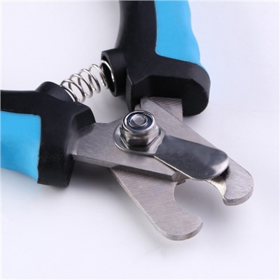 Когтерез боковой с нескользящими ручками, большой, отверстие 15 мм, чёрно-голубой