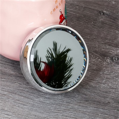 Кружка новогодняя с крышкой, ложка/450 мл/ XWY6653-3 /уп 60/