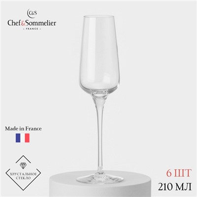 Набор фужеров для шампанского Chef&Sommelier SUBLYM, 210 мл, 6 шт., хрустальное стекло, прозрачный