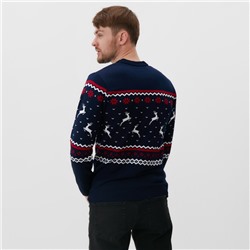 Свитер вязаный новогодний KAFTAN Family look, размер 46, синий