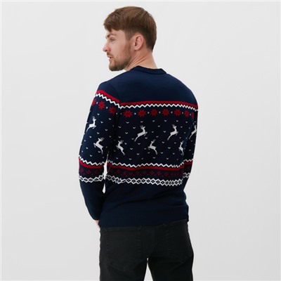 Свитер вязаный новогодний KAFTAN Family look, размер 46, синий