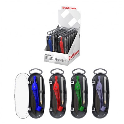 Циркуль пластиковый "Классика" 122мм с карандашом, пенал 61290 ErichKrause