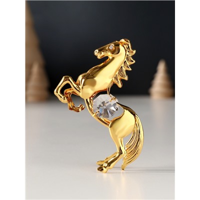 Фигурка металл «Лошадь» с 2 прозрачными хрусталиками, 5.5×2×8 см