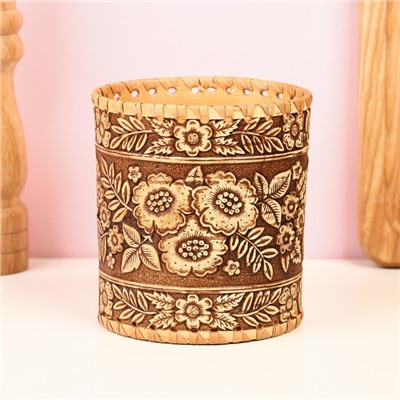 Туес «Лето», шитый, 10×10×14.5 см, береста