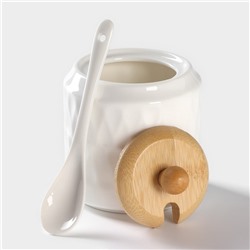 Банки для сыпучих BellaTenero «Тюльпан», 300 мл, с ложками, на бамбуковой подставке, фарфор, белые