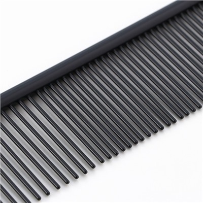 Расческа для шерсти с гальваническим покрытием, 18.8×4.2 см, чёрная