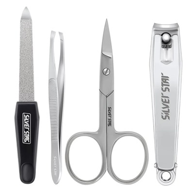 Silver Star Маникюрный набор «МН 04-2» Чёрный 4 предмета на кнопке