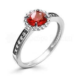 Серьги из серебра с кварцем гранат и фианитами родированные 925 пробы с1чч-104