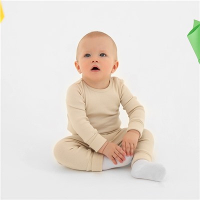 Комплект боди детских MINAKU: Basic Line BABY, рост 62-68 см, шалфей, бежевый