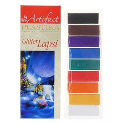 Набор пластика - полимерная глина, LAPSI GLITTER, 9 цветов с блёстками по 20 г