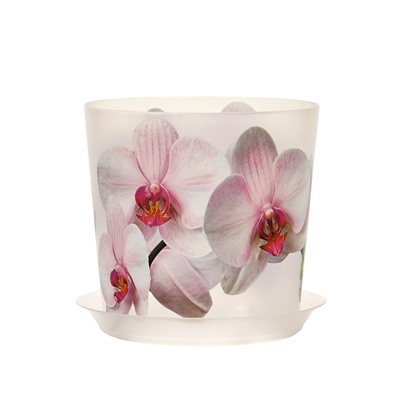 Горшок для орхидей с поддоном IDEA «Деко», 1.2 л, пластиковый, белый