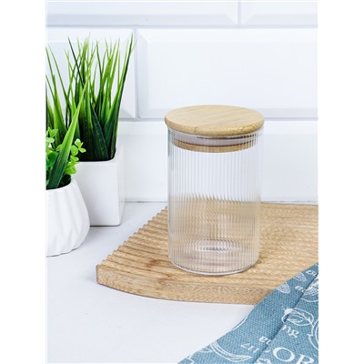 Банка круглая для сыпучих бамбуковая крышка d-65/100 мм Вертикаль 270 мл / 7174 /уп 160/