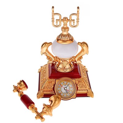 УЦЕНКА Часы - светильник «Ретро - телефон», красные вставки, 18×18×28.5 см