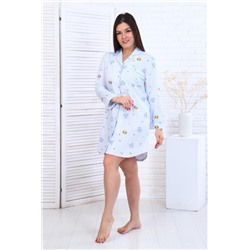 Платье-пижама для девочки арт. ПД-007 (Совы на полосках/голубой)