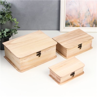 УЦЕНКА Шкатулка дерево под роспись «Книги» (набор 3 шт.) 9.5×16 см 7×20×13.5 см 9×24×17.5 см