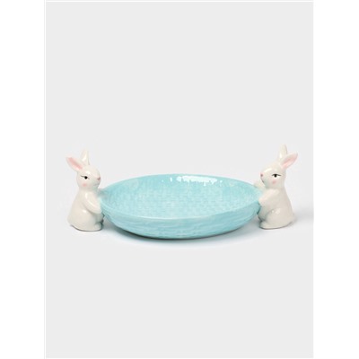 УЦЕНКА Блюдо сервировочное Доляна «Зайка», 30×16.5×10 см, доломит, голубой