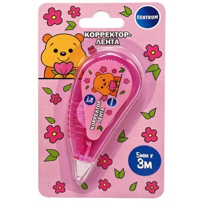 Корректор-лента 5 мм х 3 м "Медвежонок" на блистере 75697 Centrum