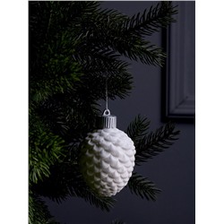 Ёлочный шар «Шишка», 6.5×6.5×8 см, 1 LED, керамика, от батареек LR44×3, свечение тёплое белое