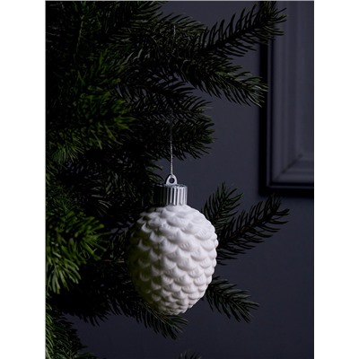 Ёлочный шар «Шишка», 6.5×6.5×8 см, 1 LED, керамика, от батареек LR44×3, свечение тёплое белое