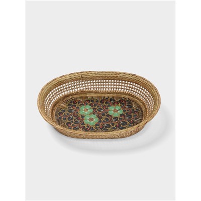 Корзинка плетёная из ротанга «Цветы 2», 34×26×7 см, МИКС