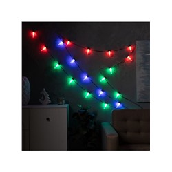 УЦЕНКА Умная гирлянда «Нить» 6 м с насадками «Лампочки», IP20, тёмная нить, 20 LED, свечение RGB, USB