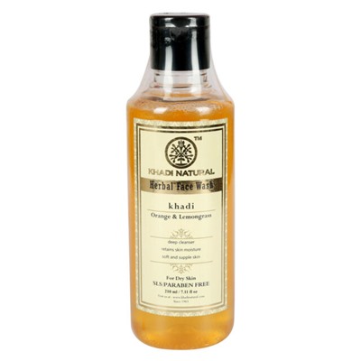 Khadi Natural Гель для лица "Апельсин и Лемонграсс"  без парабенов и СЛС 210мл