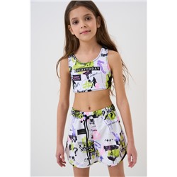 Комплект для девочек: купальный костюм трикотажный, шорты текстильные плавательные PLAYTODAY, 1244190