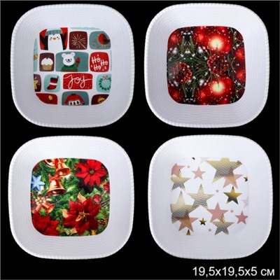 Ваза для фруктов 19,5 см / HX-HL2020 /уп 150/ новогодняя