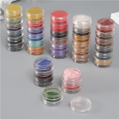 Глиттер для творчества «Пудра-втирка. Краски осени», набор 36 шт. в баночка - 1 г, 6×9×8 см