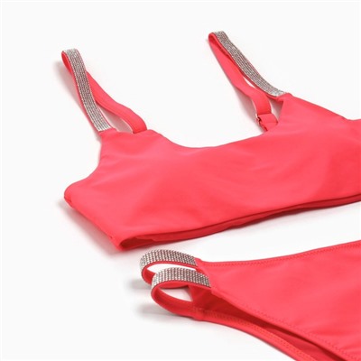 Купальник раздельный со стразами женский MINAKU, размер 46, розовый