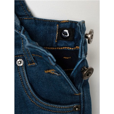 Полукомбинезон текстильный джинсовый утепленный флисом для мальчиков