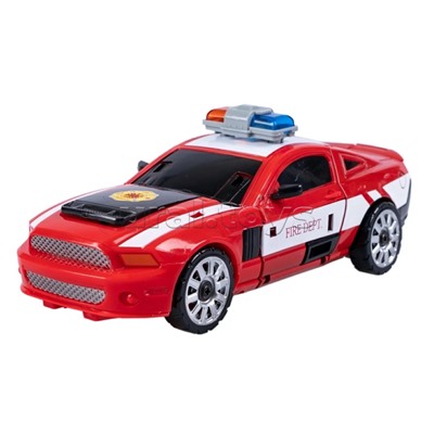 Трансформер робот-машина пожарная легковая, метал. детали, 2в1 цвет красный CRD