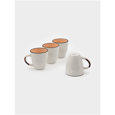 Набор кружек Доляна Nature, 4 шт., 400 мл, керамика, оранжевые