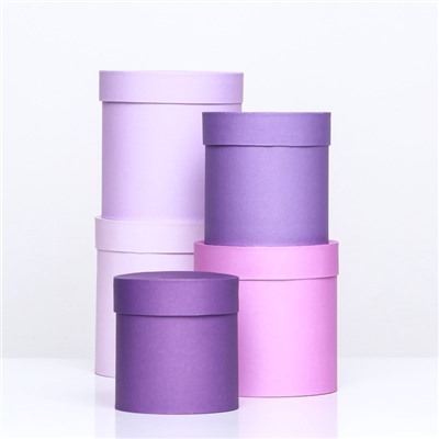 Набор круглых подарочных коробок 5 в 1 «Лаванда» 20×20×20 - 11×11×11 см