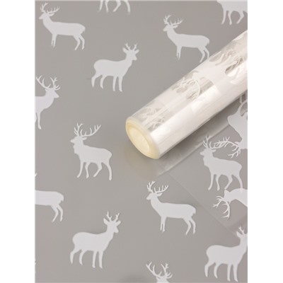 Пленка новогодняя глянцевая «Северные олени», прозрачная, белый, 0.7×7.5 м, 40 мкм, 200 г