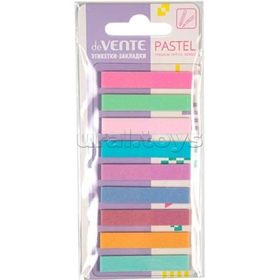 Набор самоклеящихся этикеток-закладок "Pastel" пластиковые полупрозрачные, искрящиеся 44x8 мм, 9x20 листов, 9 цветов