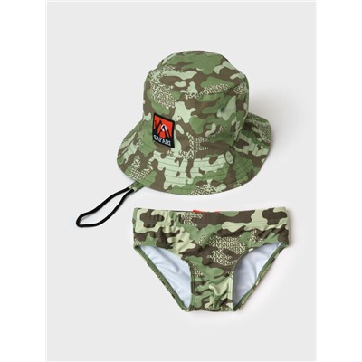 Комплект детский для мальчиков: плавки трикотажные, панама текстильная