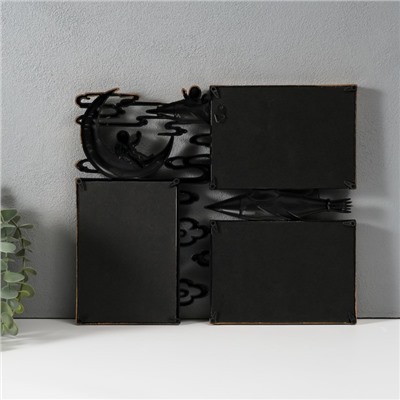 Фоторамка - коллаж на 3 фото 10×15 см «Космонавт на луне», т. золото, 1.5×32.8×28 см