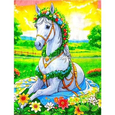 5 ШТУК - Полотенца вафельные - символ Года Лошади