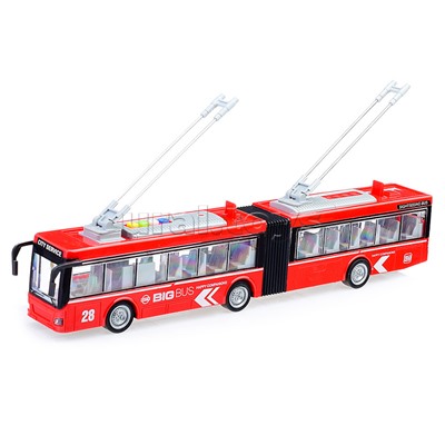 Троллейбус 1:16 (свет, звук) на батарейках, в коробке