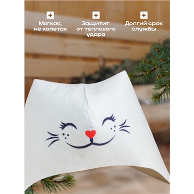 Шапка для бани и сауны «Кошка», шерсть, полиэфир, «Добропаровъ»