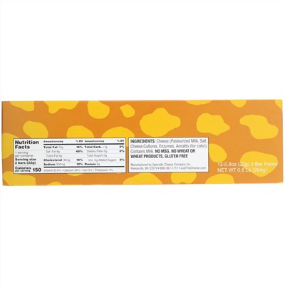 Just The Cheese, Aged Cheddar Bars, 12 Bars, 0.8 oz (22 g)