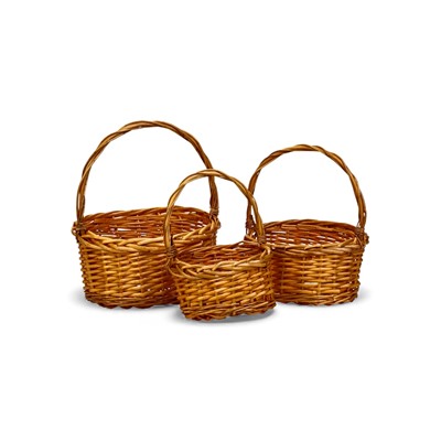 Корзина плетёная для хранения Habia, ива, коричневая, набор 3 шт.